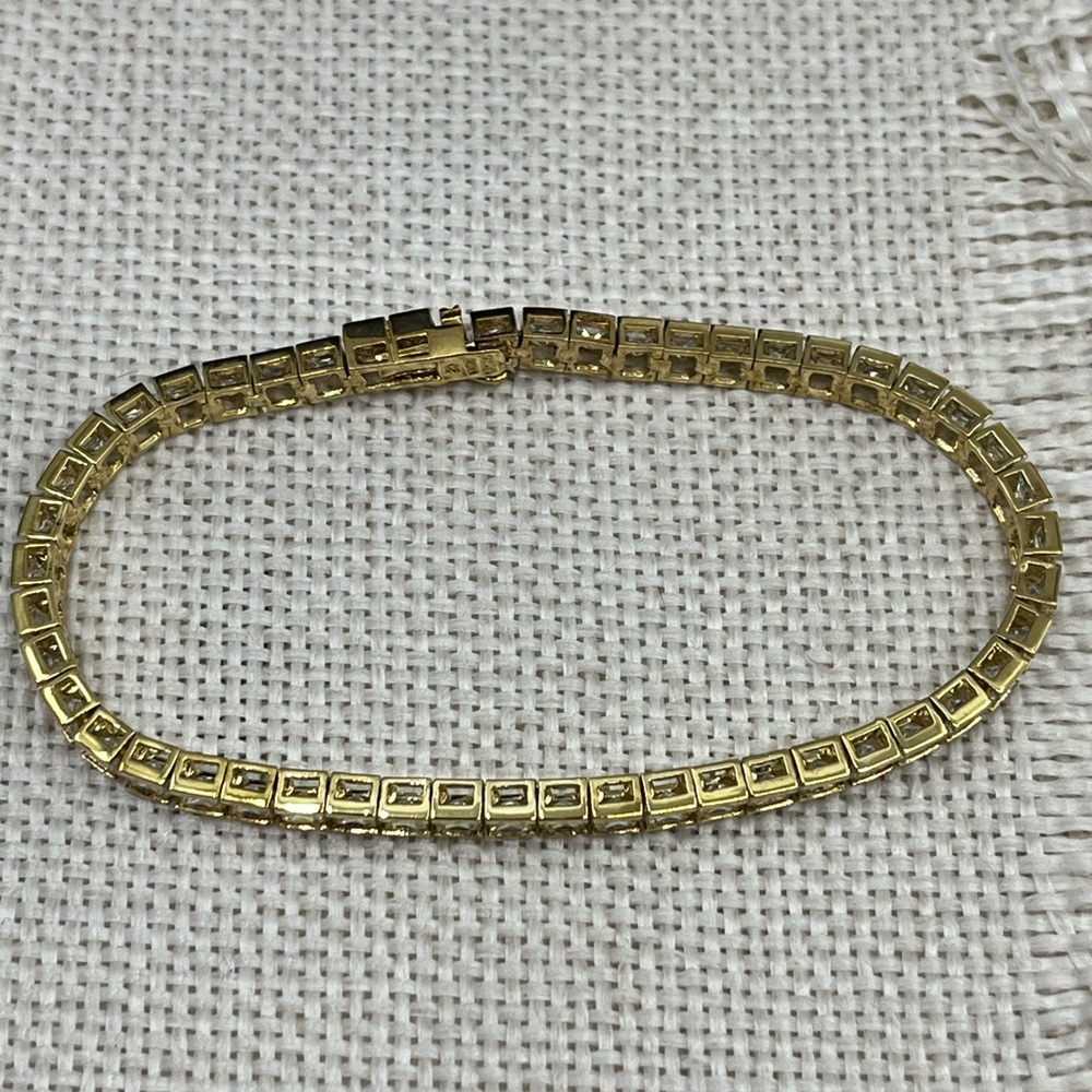 Vintage 90s Vermeil Gold Over Sterling Silver CZ Tennis Bracelet 7.25" Estate - Picture 14 of 17